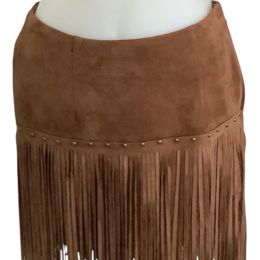 Fornia Women's Faux Suede Fringe Mini Skirt